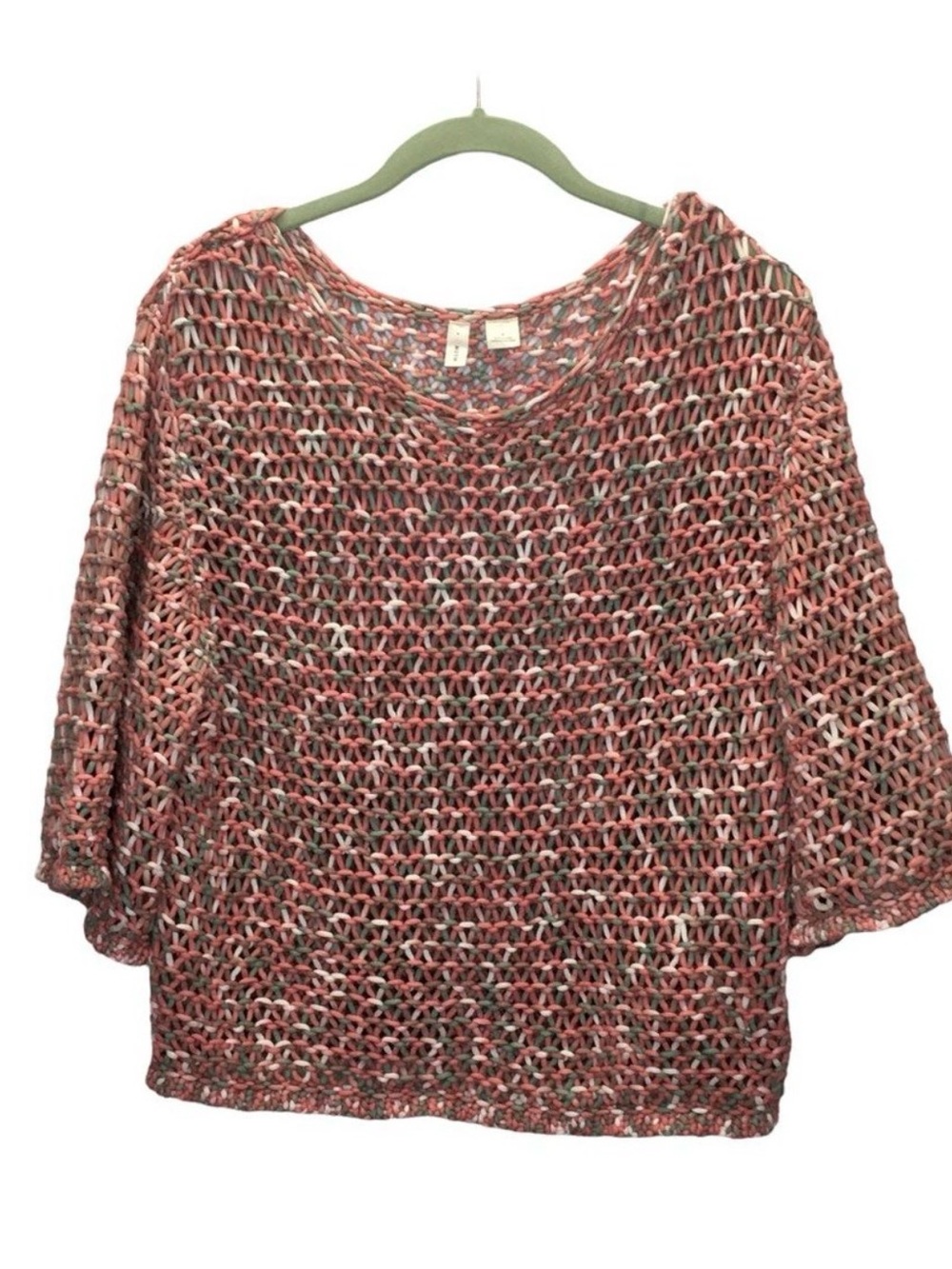 Anthropologie Moth Pullover Sweater Multicolor 3/4 Sleeve Open Knit